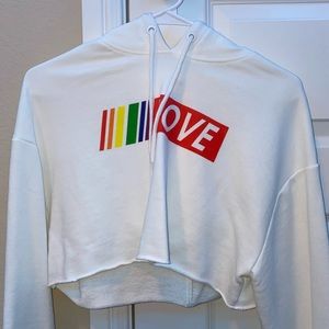 “love” cropped hoodie